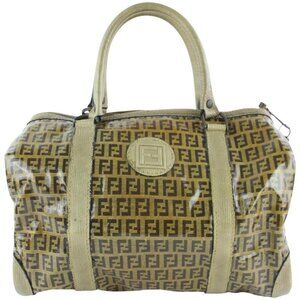 Fendi Brown Crystal Canvas Monogram FF Zucca Bosto